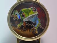 Watch Case with cloisonne frog dial